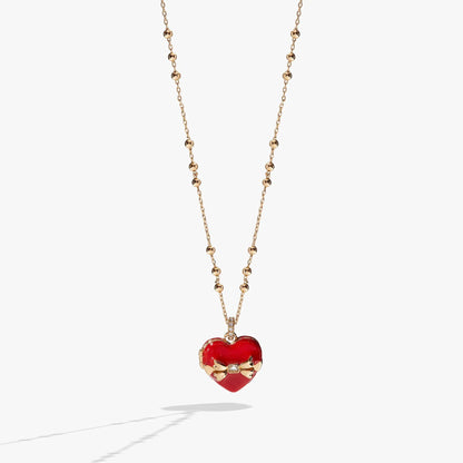 Box of Chocolate Locket Necklace with Crystal Bow