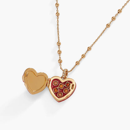 Box of Chocolate Locket Necklace with Crystal Bow