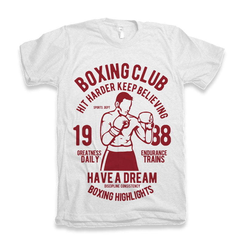 Boxing Club men's printed tee white with red boxing graphic by Spun Bamboo bamboo viscose cotton on Tampa Home & Garden Store