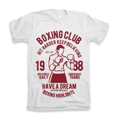 Boxing Club men's printed tee white with red boxing graphic by Spun Bamboo bamboo viscose cotton on Tampa Home & Garden Store