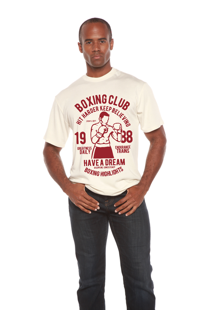 Boxing Club men's printed T-shirt in bamboo viscose cotton with boxing graphic by Spun Bamboo on Tampa Home & Garden Store
