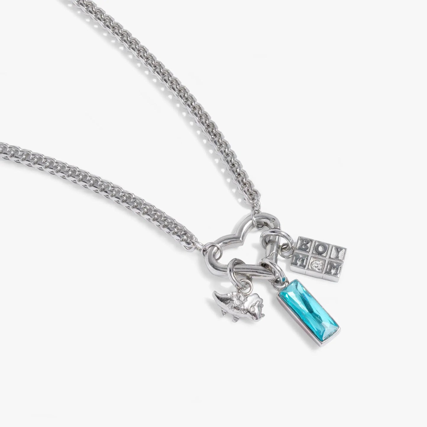 Boy Mom Charm Necklace with silver chain and turquoise pendant by ALEX AND ANI on Tampa Home & Garden Store