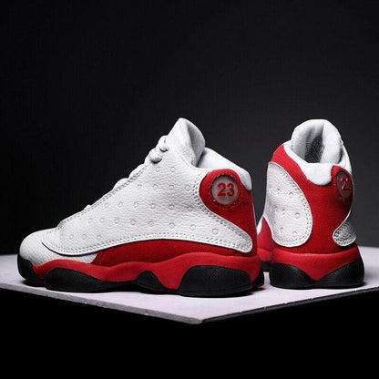 Stevvex basketball shoes white and red kids sneakers with perforated upper and black outsole on Tampa Home & Garden Store