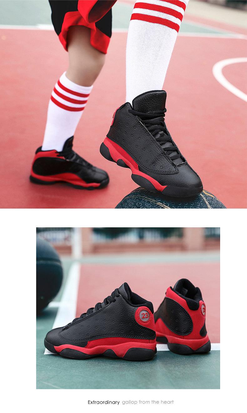 Stevvex basketball shoes for boys black red high-top non-slip sneakers ST85SH4711RRY on Tampa Home & Garden Store