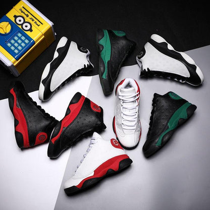 Stevvex kids basketball shoes set, 8 pairs in white red black green non-slip outdoor trainers on Tampa Home & Garden Store