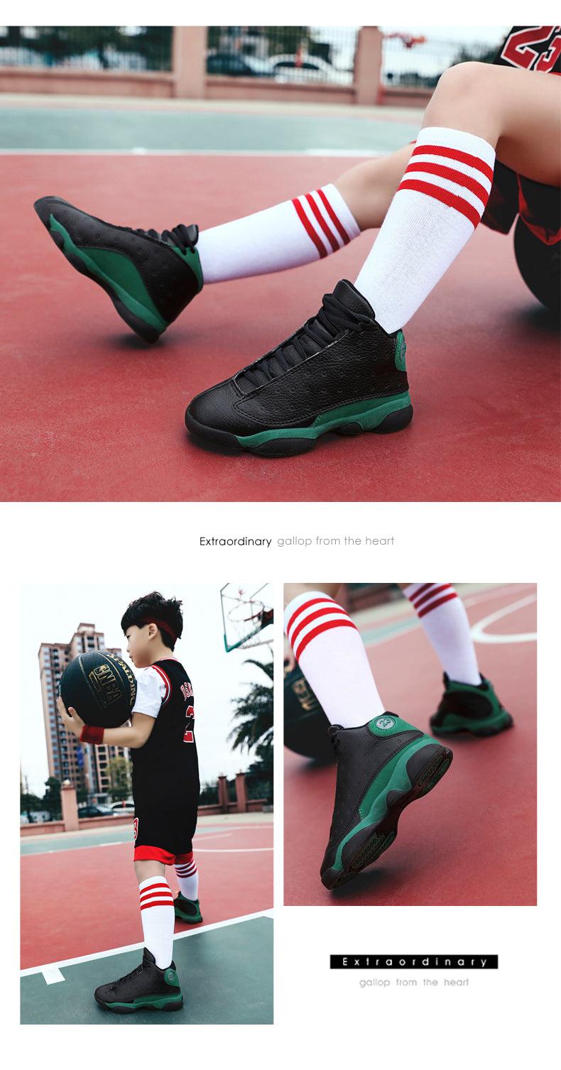 Stevvex boys basketball shoes black with green midsole, non-slip durable sneakers on Tampa Home & Garden Store