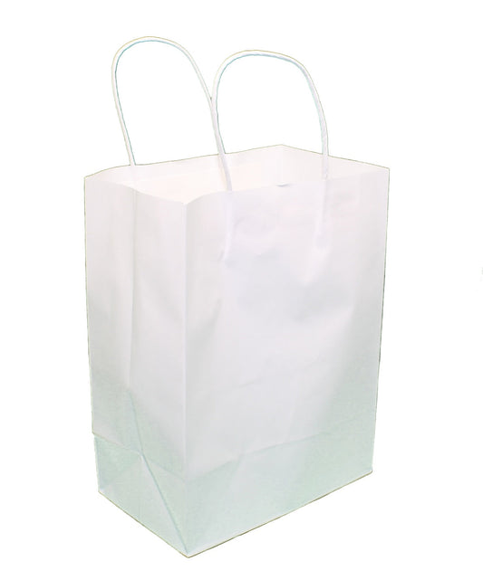 Lot de 12 sacs cadeaux blancs kraft de taille moyenne