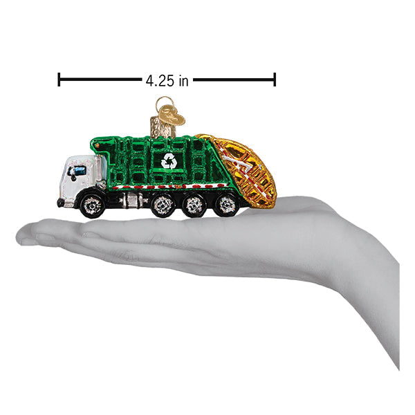 Adorno de vidrio con forma de camión de basura
