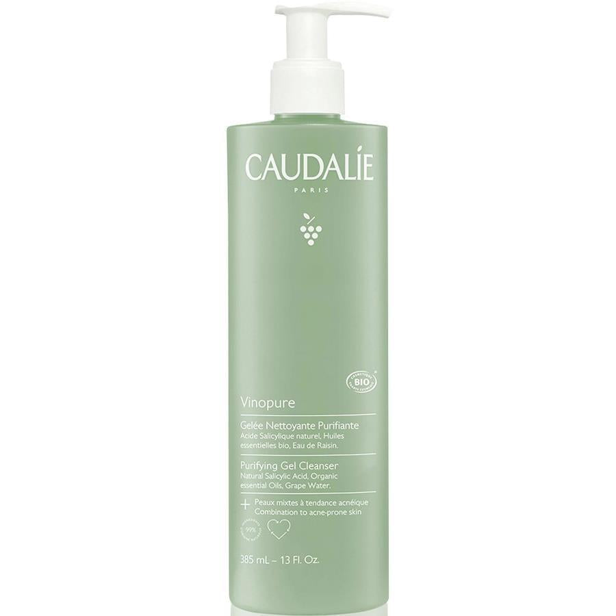 Caudalie Vinopure Purifying Gel Cleanser bottle with white pump on green bottle on Tampa Home & Garden Store