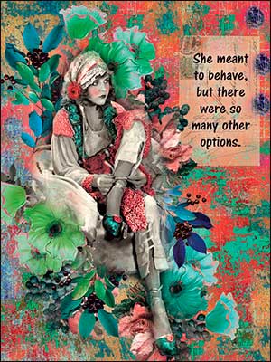 Birthday Card The Country Christmas Loft grayscale woman glitter with colorful flowers on Tampa Home & Garden Store