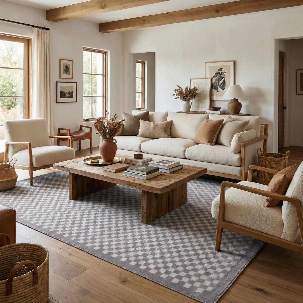 Gaiwan Cream Gray Washable Area Rug by Boutique Rugs in neutral tones on Tampa Home & Garden Store