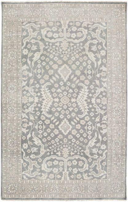 Bradfordsville Premium Rug, gray ivory palette, Boutique Rugs, ornate bordered rug on Tampa Home & Garden Store
