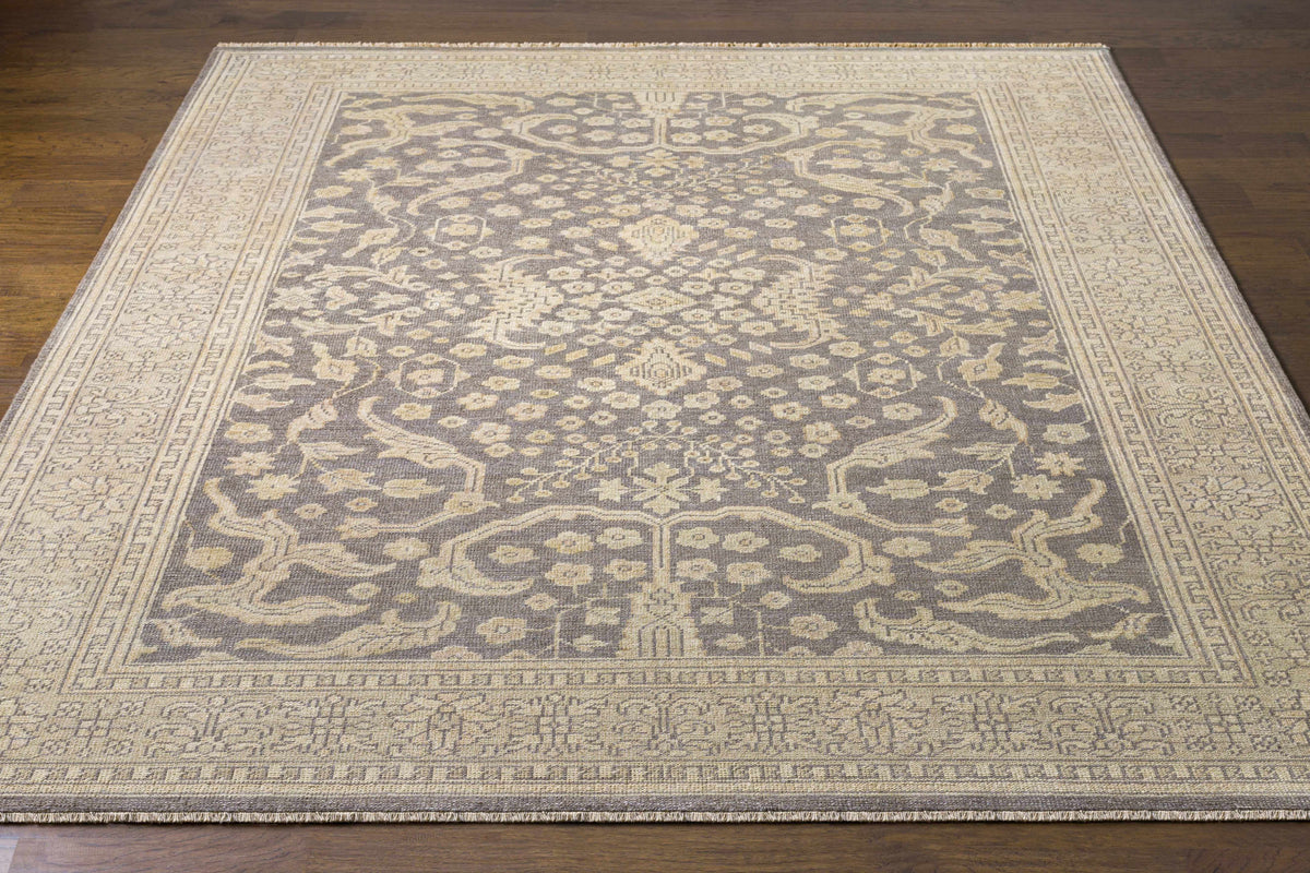 Bradfordsville Premium Rug by Boutique Rugs gray beige with central medallion and bordered edges on Tampa Home & Garden Store