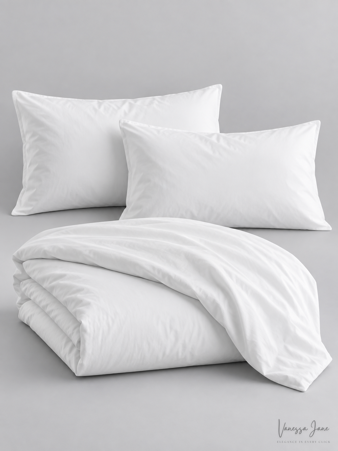 Oake Cotton Tencel Blend Reversible 3 PC Duvet Set King in white with two pillows Vanessa Jane on Tampa Home & Garden Store