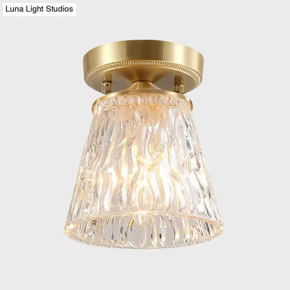 Brass Glass Flush Mount Light by Decorbites, textured clear glass shade, ceiling fixture on Tampa Home & Garden Store