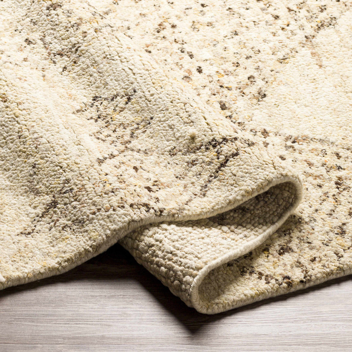 Rugs Bordertown Hand Knotted Wool Rug Clearance by Boutique Rugs in cream beige with flecks on Tampa Home & Garden Store