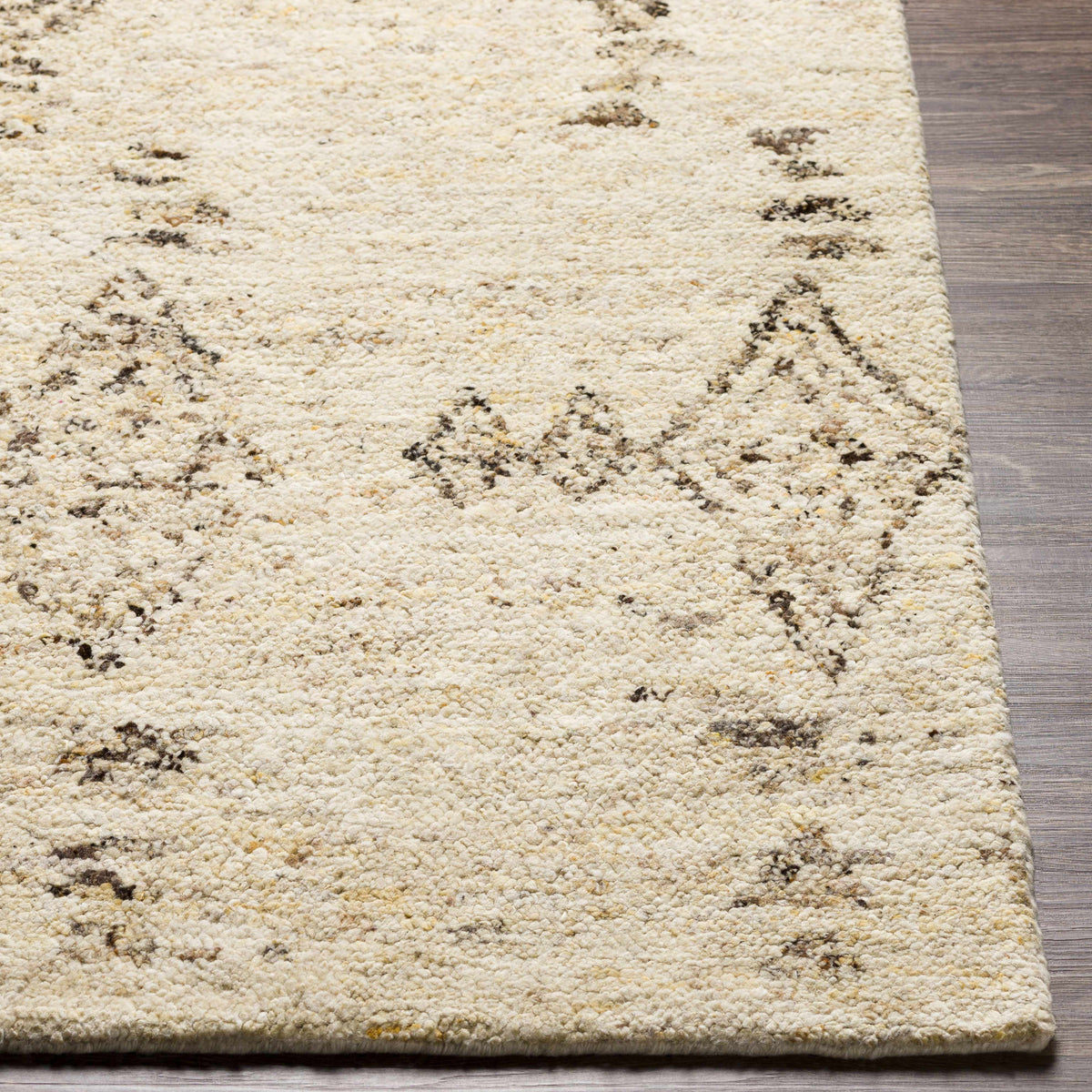 Bordertown Hand Knotted Wool Rug Clearance in cream with brown speckles Boutique Rugs on Tampa Home & Garden Store
