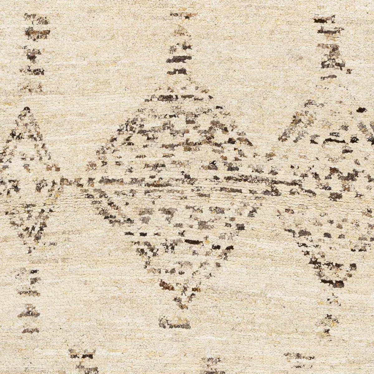 Bordertown hand knotted wool rug cream beige with brown motif Boutique Rugs clearance on Tampa Home & Garden Store