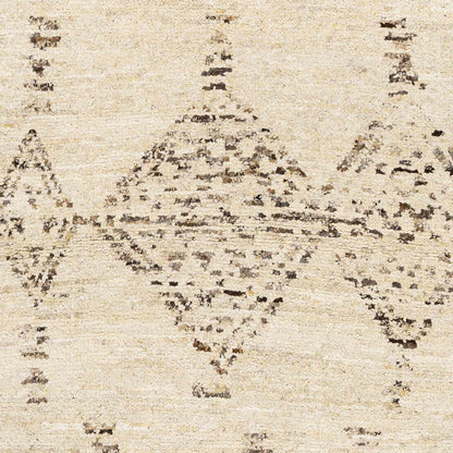 Bordertown hand knotted wool rug cream beige with brown motif Boutique Rugs clearance on Tampa Home & Garden Store