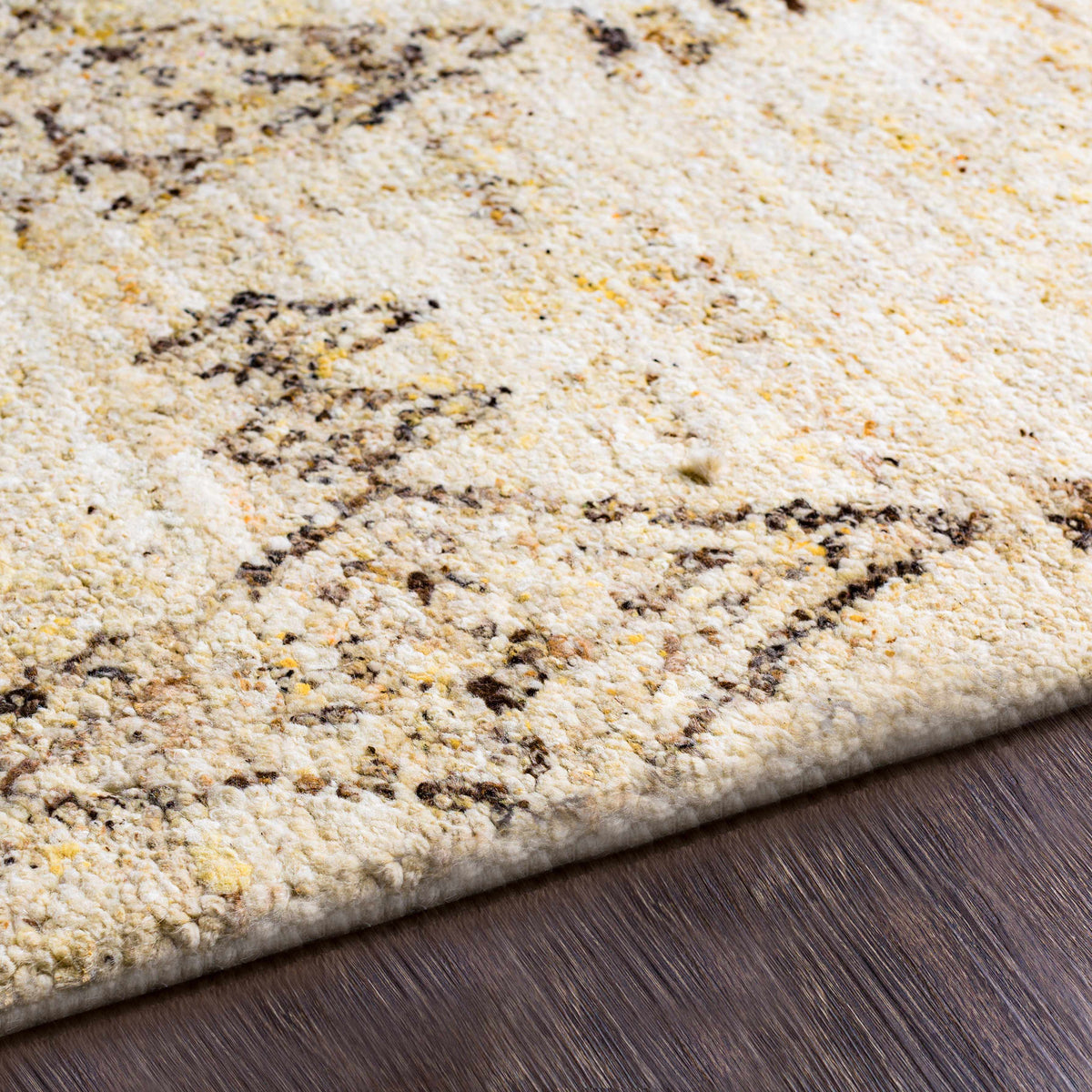 Rug Bordertown hand knotted wool rug beige cream with brown specks Boutique Rugs on Tampa Home & Garden Store