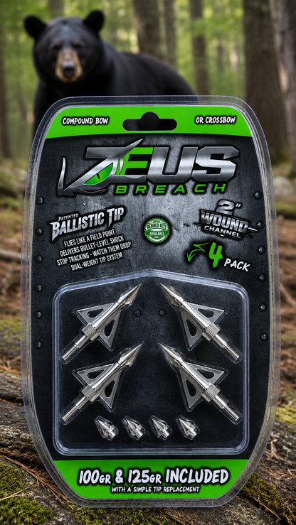 Zeus Breach broadheads 4-pack with 100/125 gr tips by Killz Products on Tampa Home & Garden Store