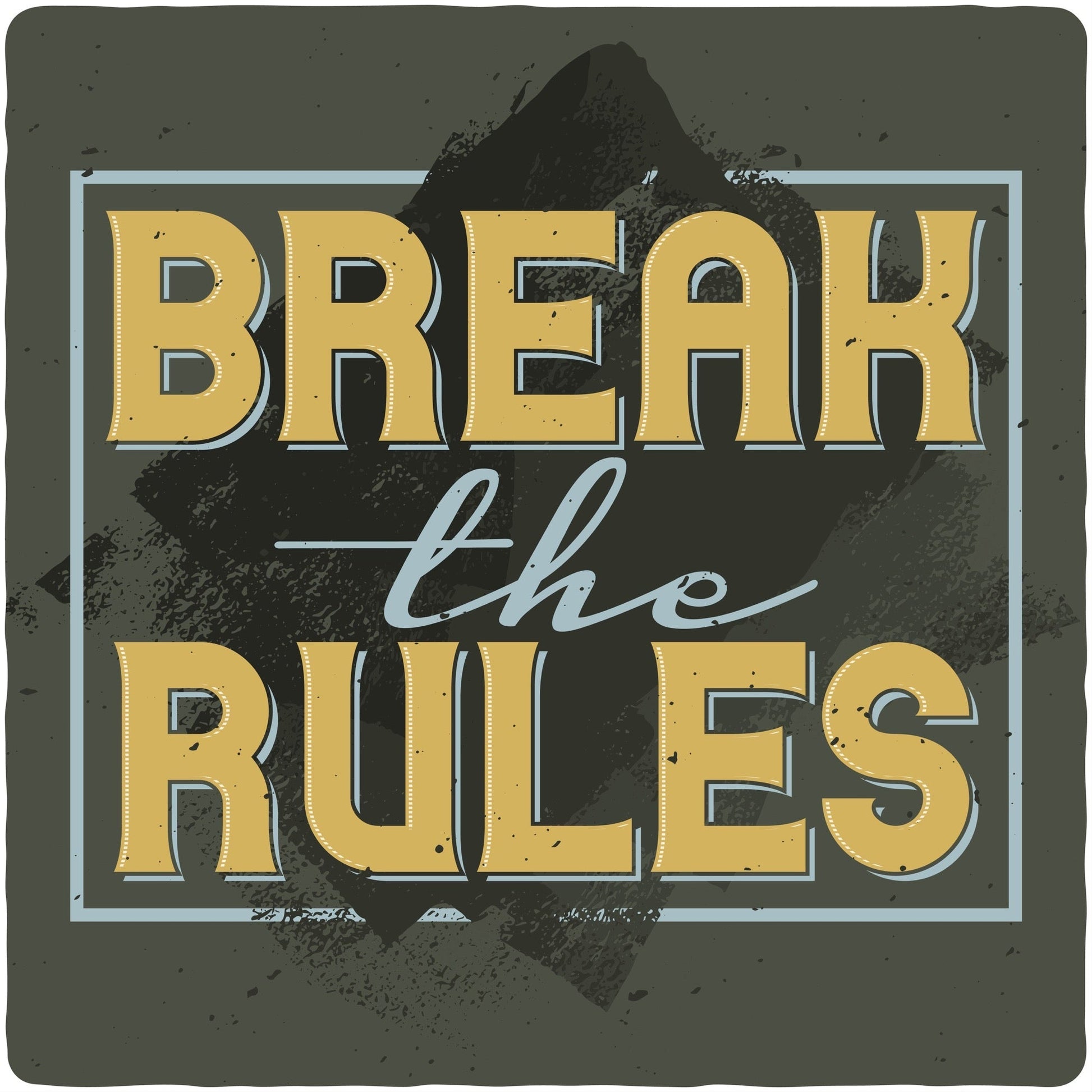 Break the Rules graphic tee with mustard lettering; bamboo viscose/organic cotton, short sleeve on Tampa Home & Garden Store