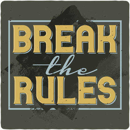 Break the Rules graphic tee with mustard lettering; bamboo viscose/organic cotton, short sleeve on Tampa Home & Garden Store