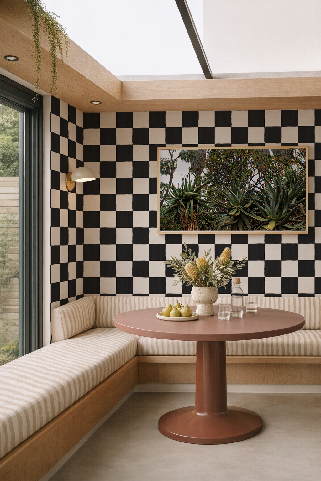 Checkers Wallpaper, off-white & black