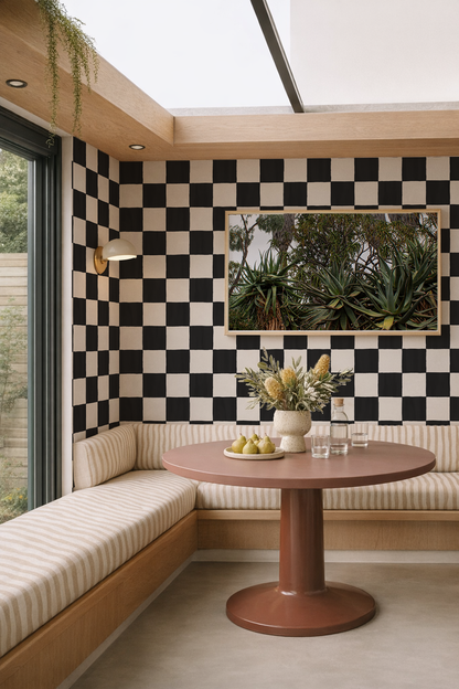 Checkers Wallpaper, off-white & black
