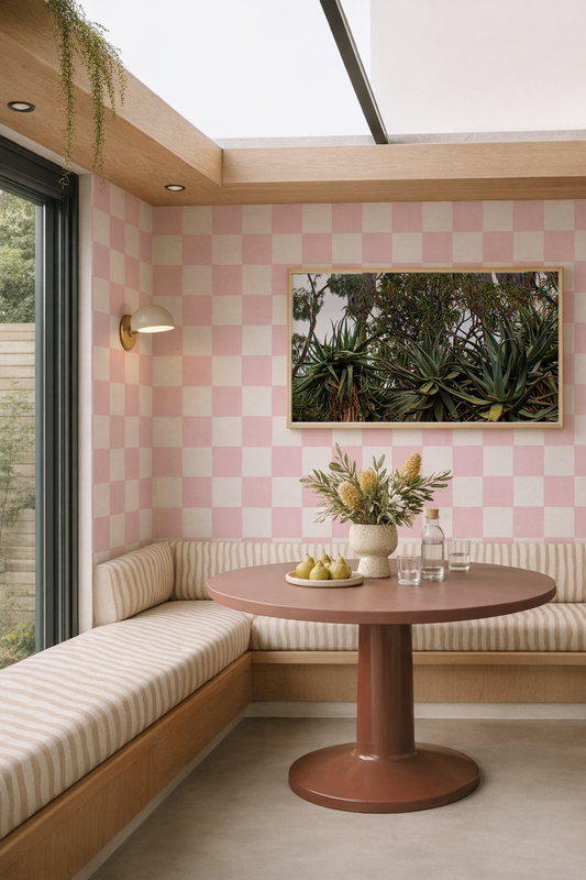 Checkers Wallpaper, blush - Tampa Home & Garden Store