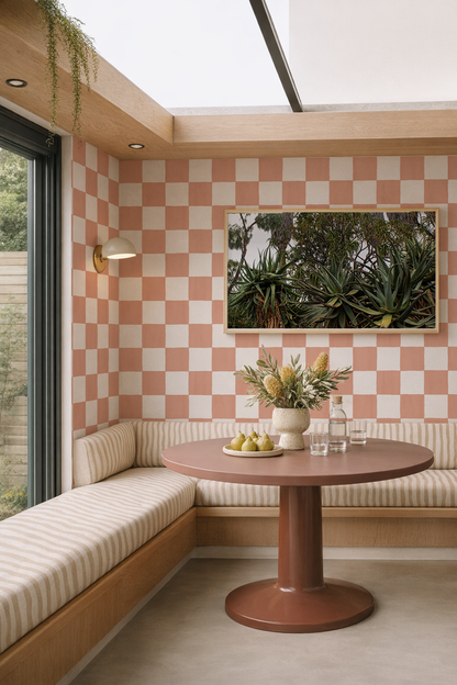 Checkers Wallpaper, terra cotta