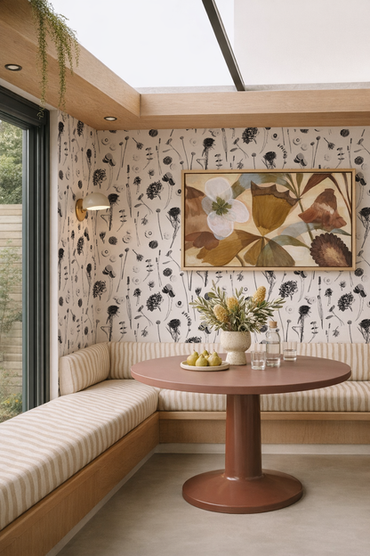 Dried Flora Wallpaper, white and black