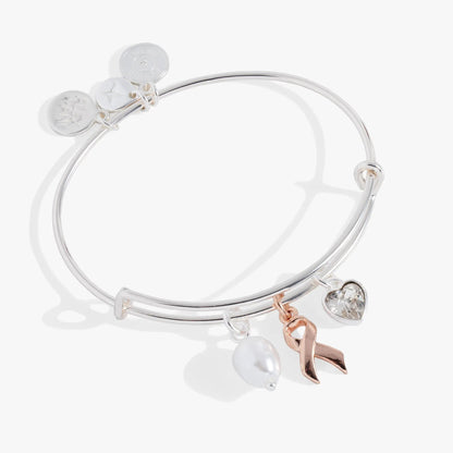 Breast Cancer Awareness Pink Ribbon Trio Bangle