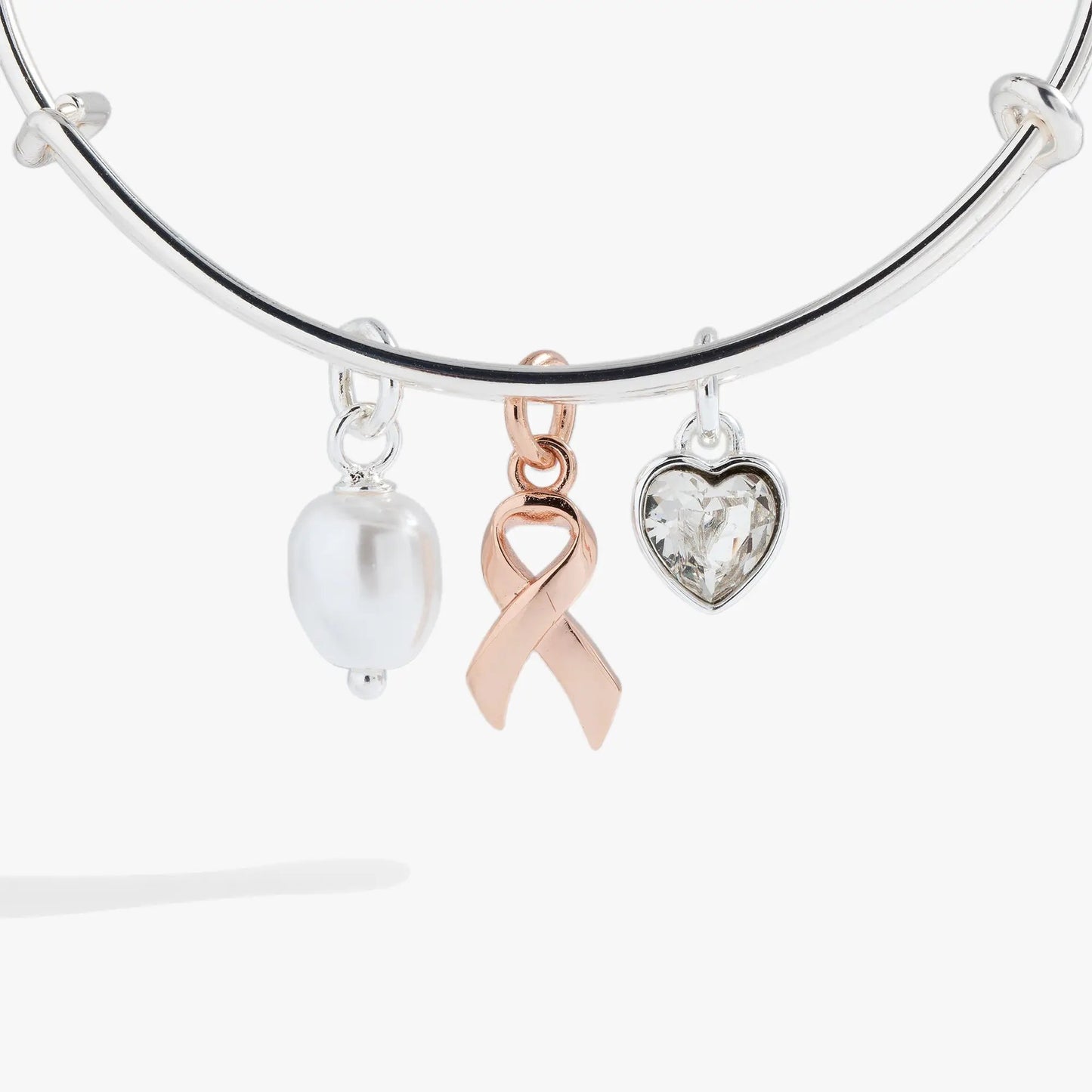 Breast Cancer Awareness Pink Ribbon Trio Bangle