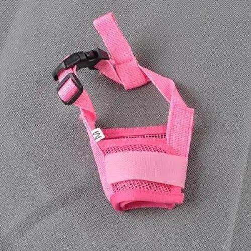 Breathable pink dog muzzle with nylon straps, adjustable buckle, Stevvex for outdoor walks on Tampa Home & Garden Store