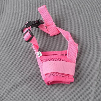 Stevvex pink dog muzzle with adjustable nylon straps and mesh mouth cover for outdoor walks on Tampa Home & Garden Store