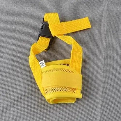 Breathable Adjustable Dog Muzzle yellow nylon straps Stevvex for outdoor walking on Tampa Home & Garden Store