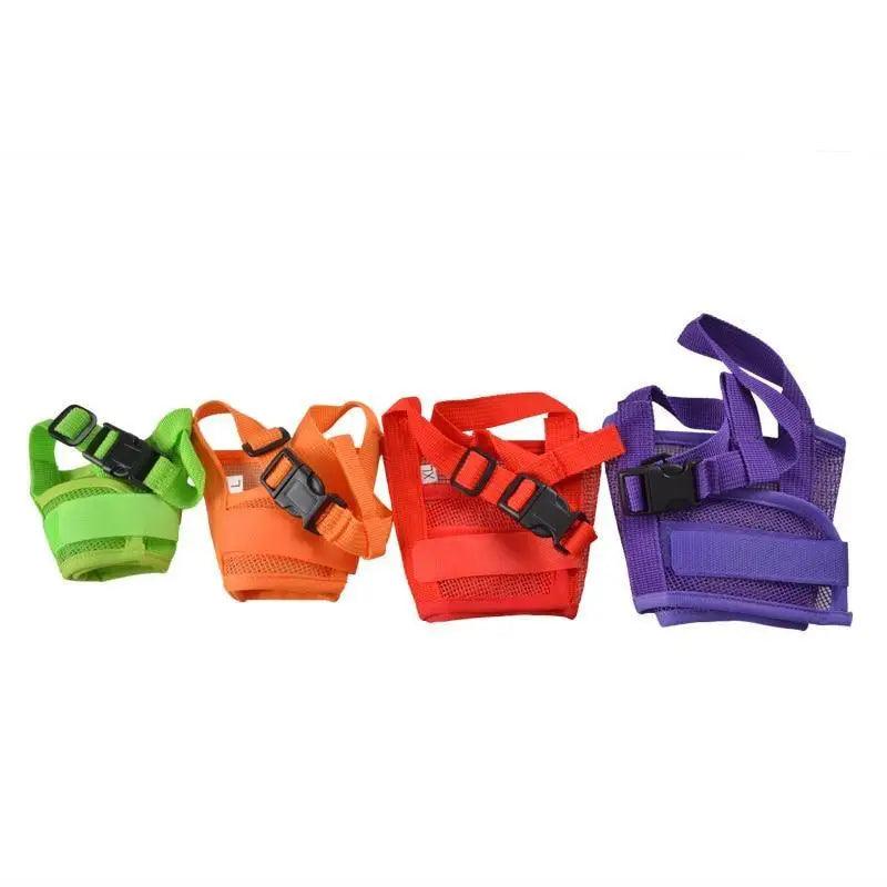Stevvex dog muzzles with nylon straps in green orange red purple set of four for outdoor walks on Tampa Home & Garden Store