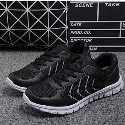 Stevvex women's sneakers black mesh upper lace-up casual athletic shoes white sole on Tampa Home & Garden Store