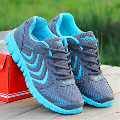 Stevvex women's sneakers gray-blue breathable mesh lace-up casual athletic shoes turquoise on Tampa Home & Garden Store