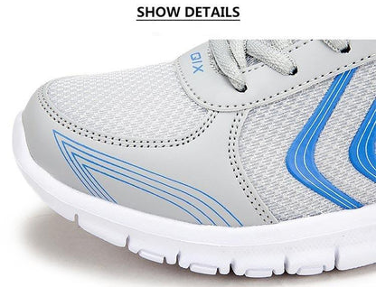 Breathable Stevvex women’s sneakers, white mesh with blue stripes, casual athletic shoes on Tampa Home & Garden Store