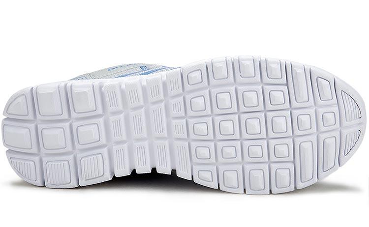 White sneaker outsole with square-grid tread for breathable women's casual running shoes on Tampa Home & Garden Store