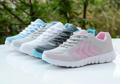 Stevvex breathable women sneakers white mesh lace-up casual athletic shoes 5 colorways on Tampa Home & Garden Store