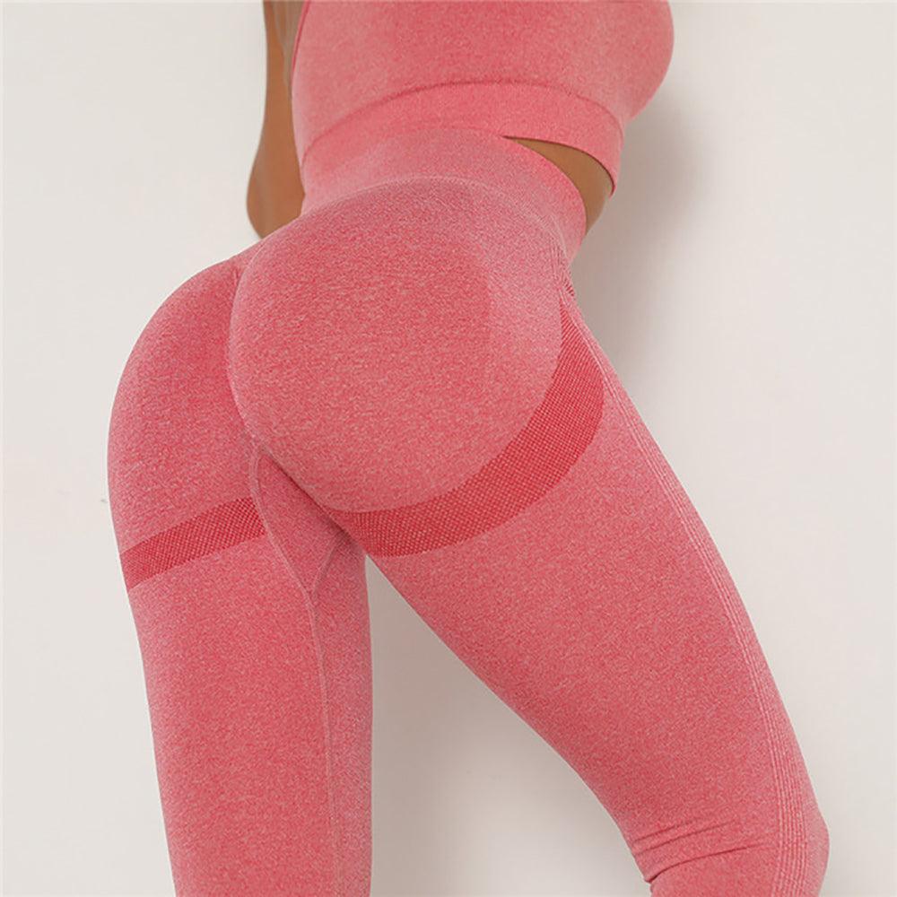 Stevvex pink high-waist seamless leggings with tummy control and lift contour for workouts on Tampa Home & Garden Store