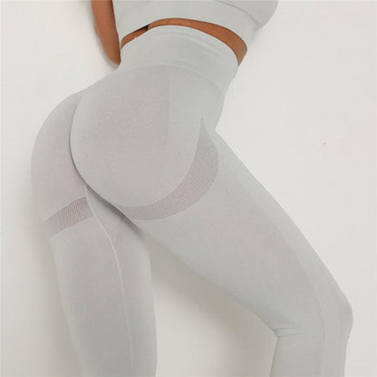 Breathable High-Waist Leggings Stevvex, seamless push-up fit with white mesh panels on Tampa Home & Garden Store
