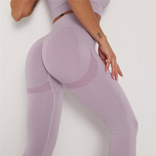 Stevvex high waist seamless leggings lavender; tummy control and push-up lift for gym yoga on Tampa Home & Garden Store