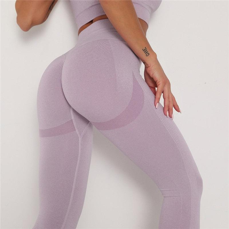 Stevvex Breathable Leggings Women, high waist seamless push-up lilac purple on Tampa Home & Garden Store