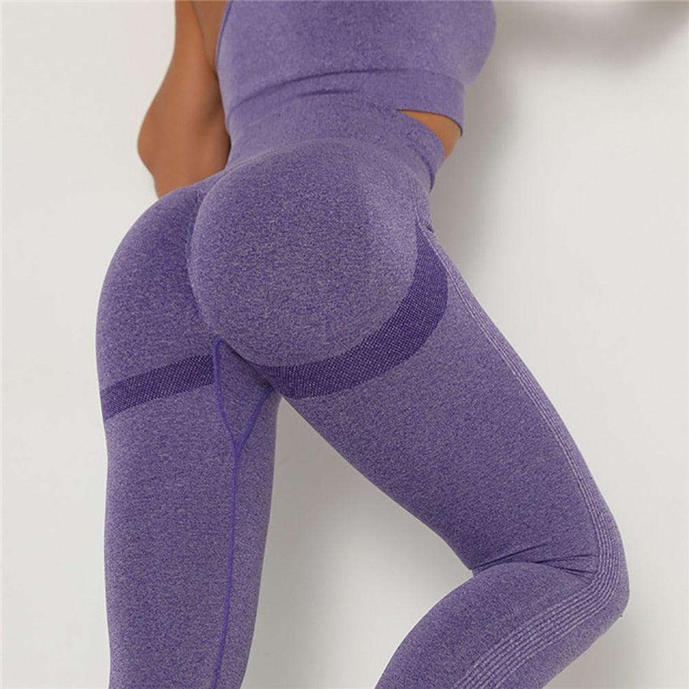 Breathable lavender high-waist seamless leggings with tummy control and push-up lift on Tampa Home & Garden Store
