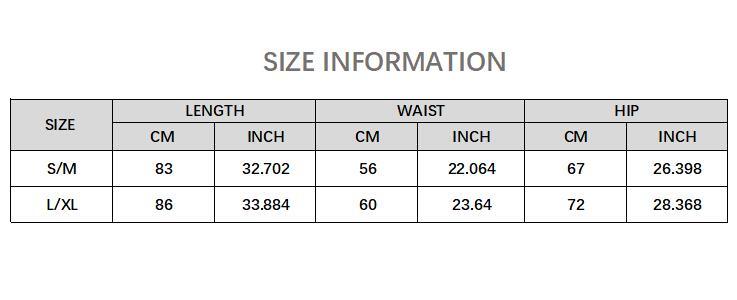 Stevvex ST75LGRTY500 leggings size chart with S/M and L/XL measurements for length, waist, hip on Tampa Home & Garden Store