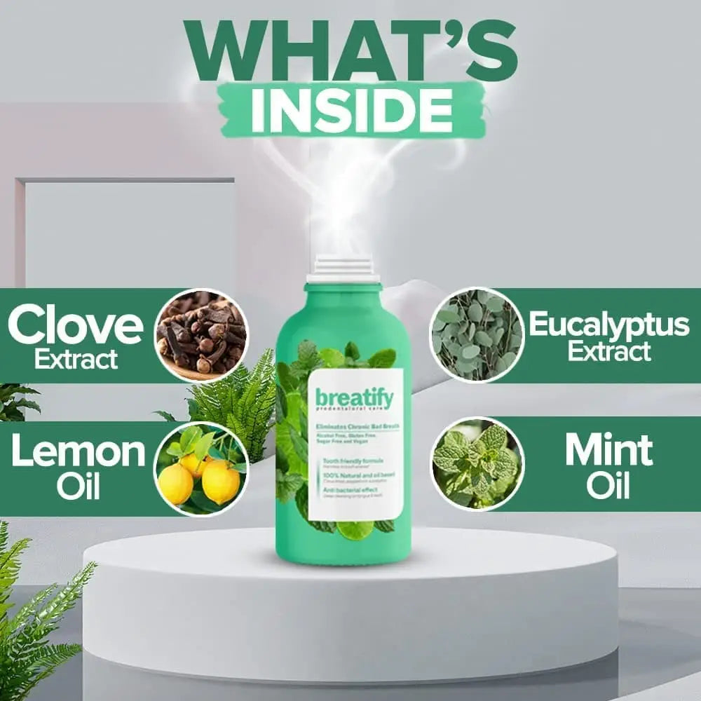 Breatify Breath Spray bottle green with white label 20 mL by Beauty Care Bag clove & eucalyptus on Tampa Home & Garden Store